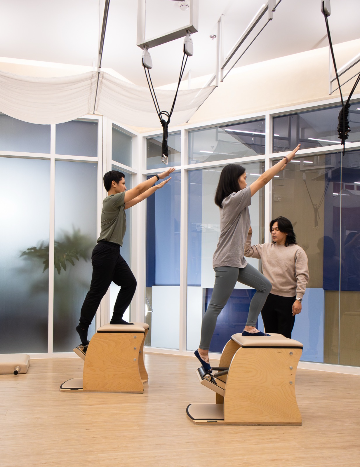 A class in the light-filled room